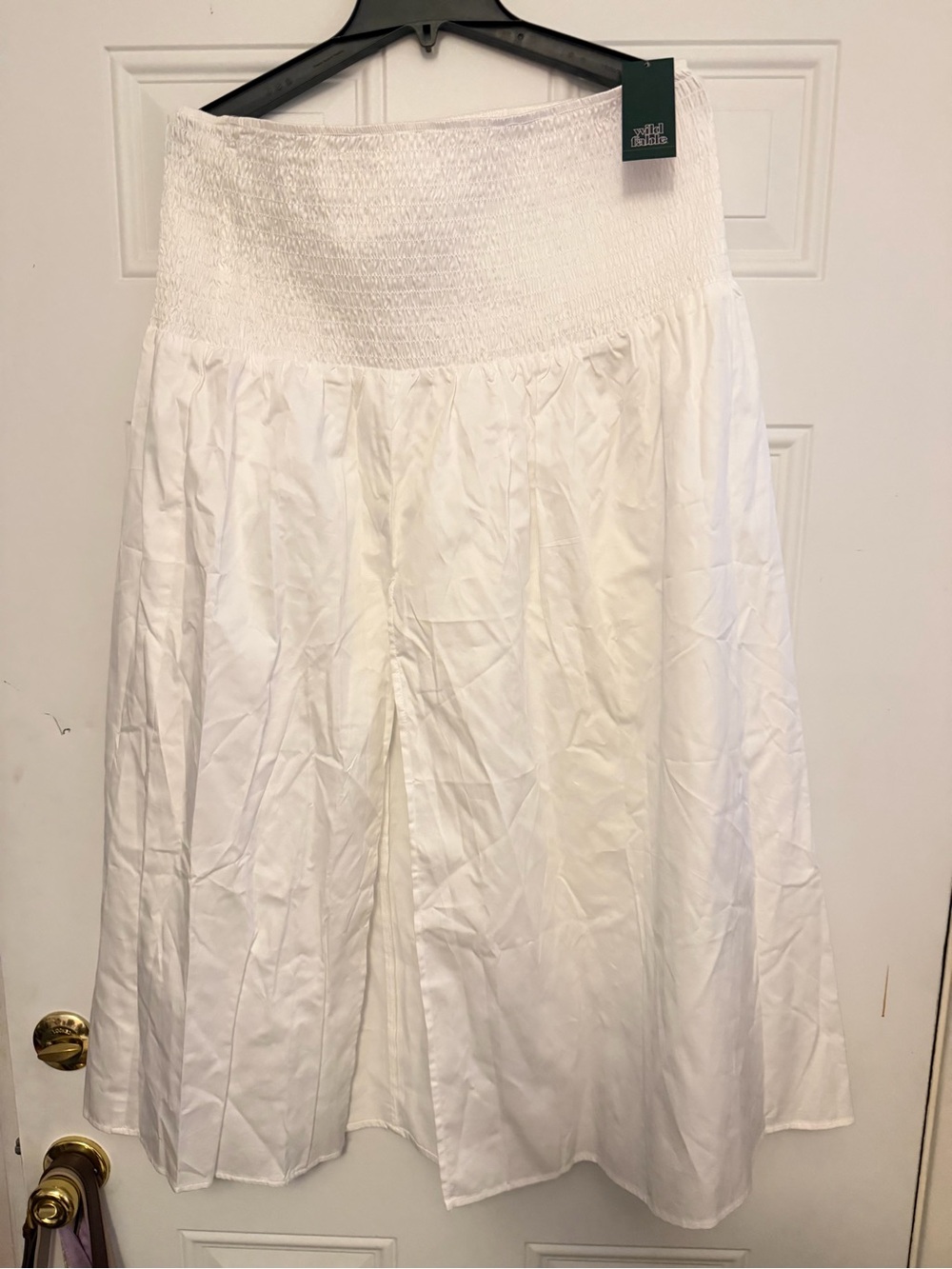 Wild Fable Smocked Waist White Midi Skirt